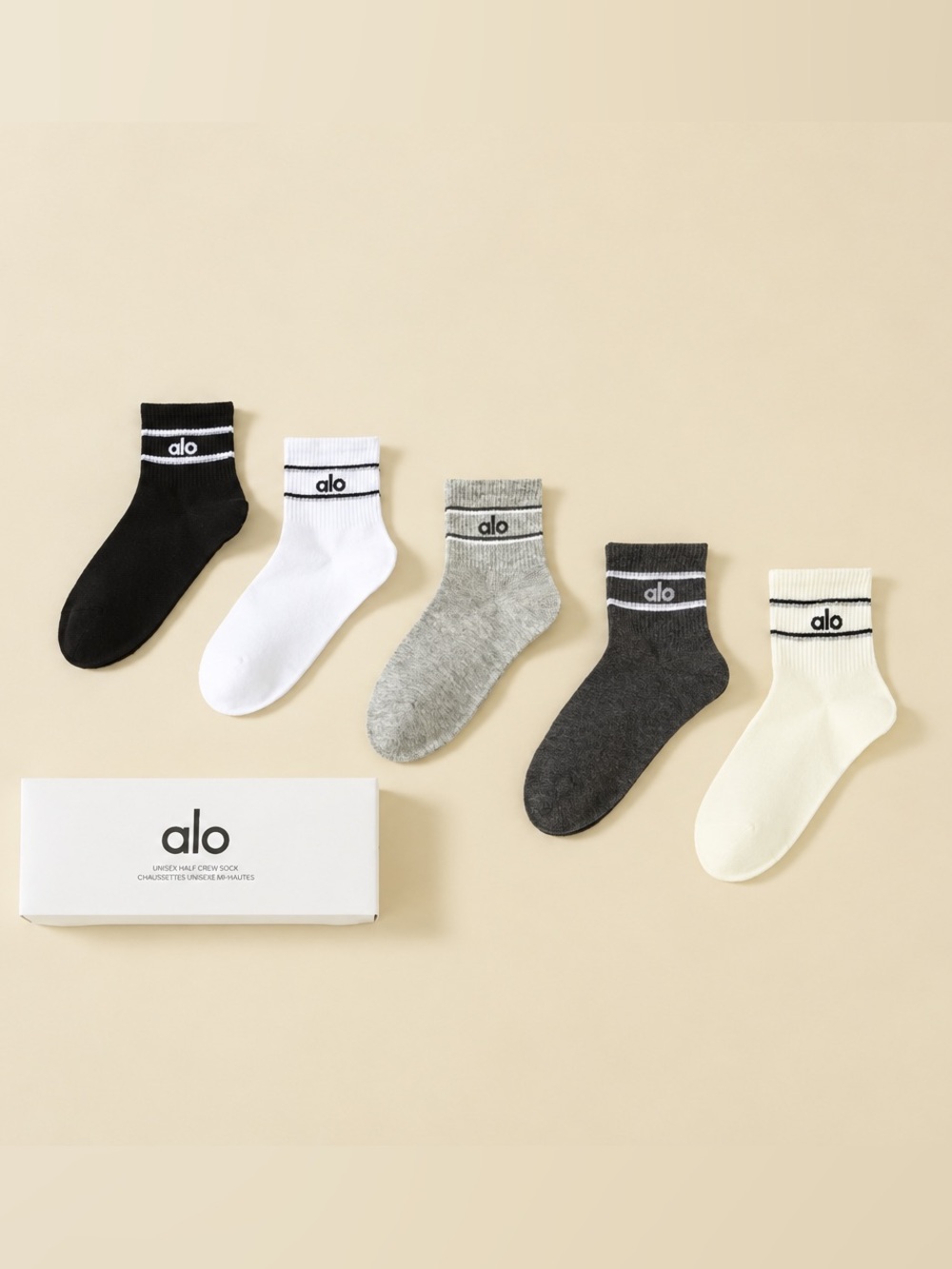 Alo Yoga Unisex Half-Crew Socks Multi-Pack